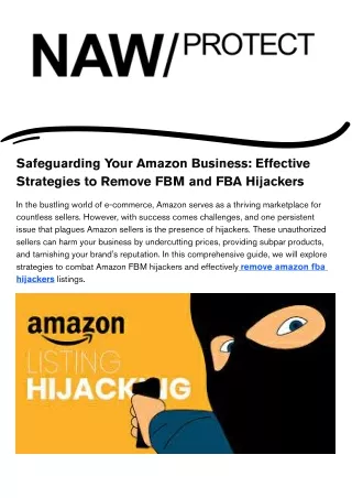 Safeguarding Your Amazon Business Effective Strategies to Remove FBM and FBA Hijackers