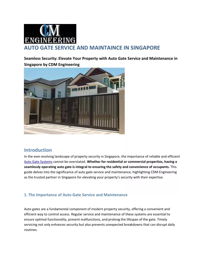 auto gate service and maintaince in singapore