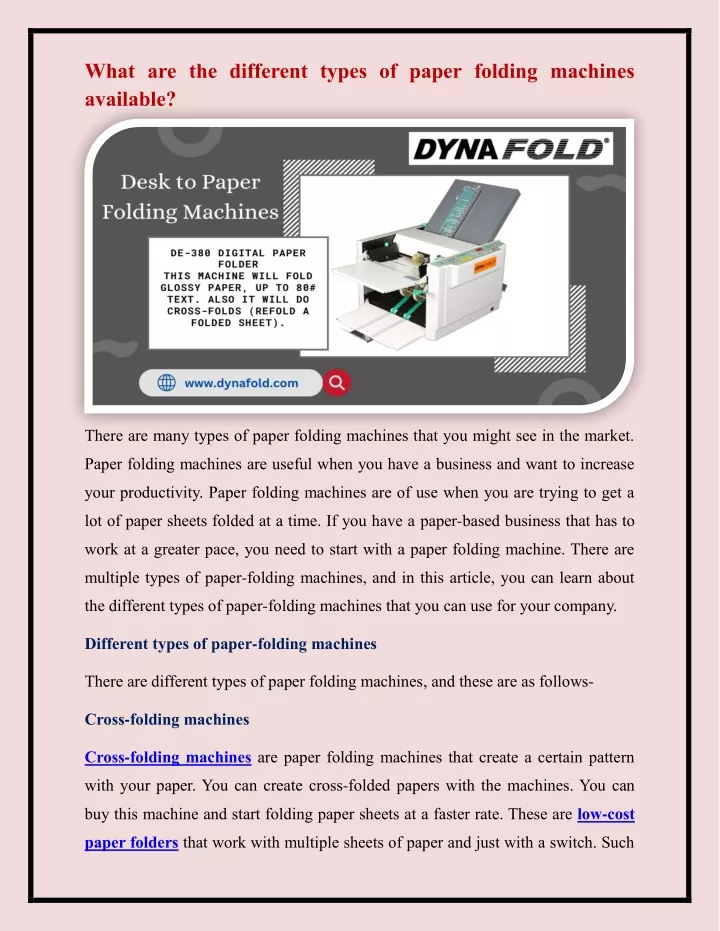 what are the different types of paper folding