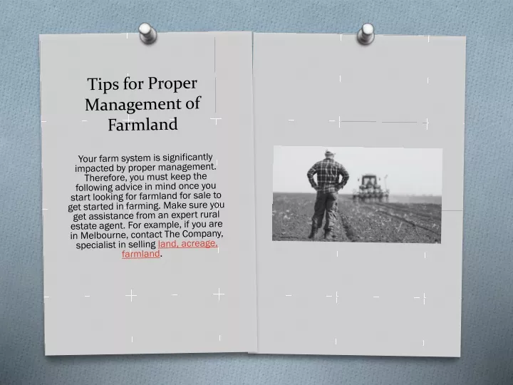 tips for proper management of farmland