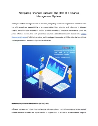 Navigating Financial Success_ The Role of a Finance Management System