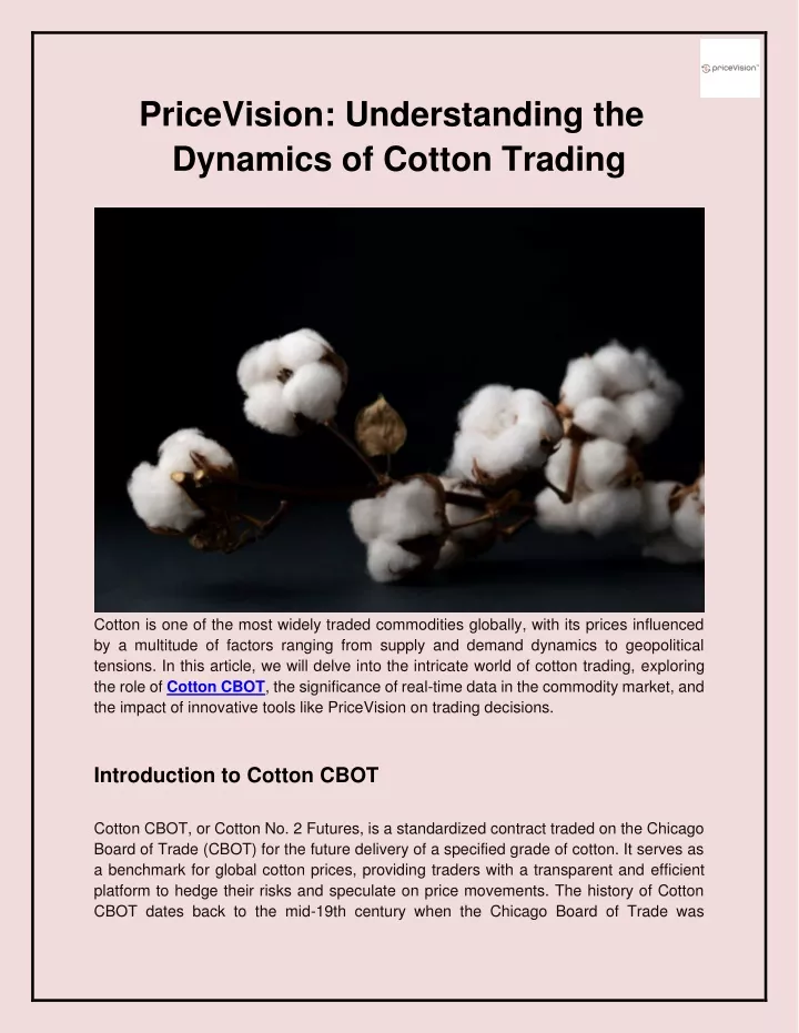 pricevision understanding the dynamics of cotton