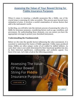 Assessing the Value of Your Bowed String for Fiddle Insurance Purposes