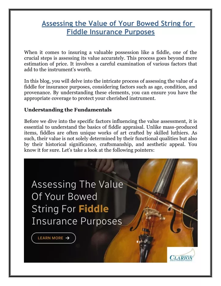 assessing the value of your bowed string