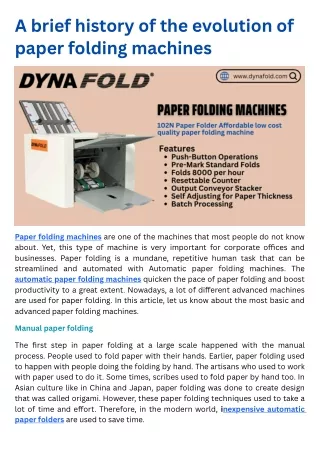 Paper folding machines