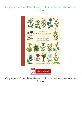 ✔️download⚡️ book (pdf) Culpeper's Complete Herbal: Illustrated and Annotated Edition