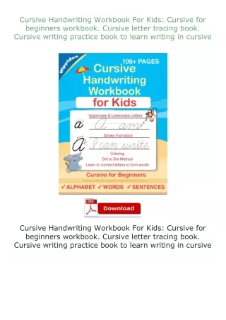 free read (✔️pdf❤️) Cursive Handwriting Workbook For Kids: Cursive for beginners workbook. Cursive letter trac