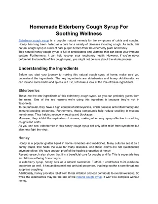 Homemade Elderberry Cough Syrup For Soothing Wellness