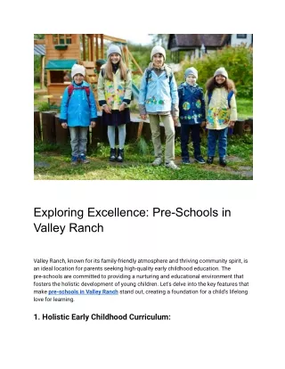 Exploring Excellence_ Pre-Schools in Valley Ranch