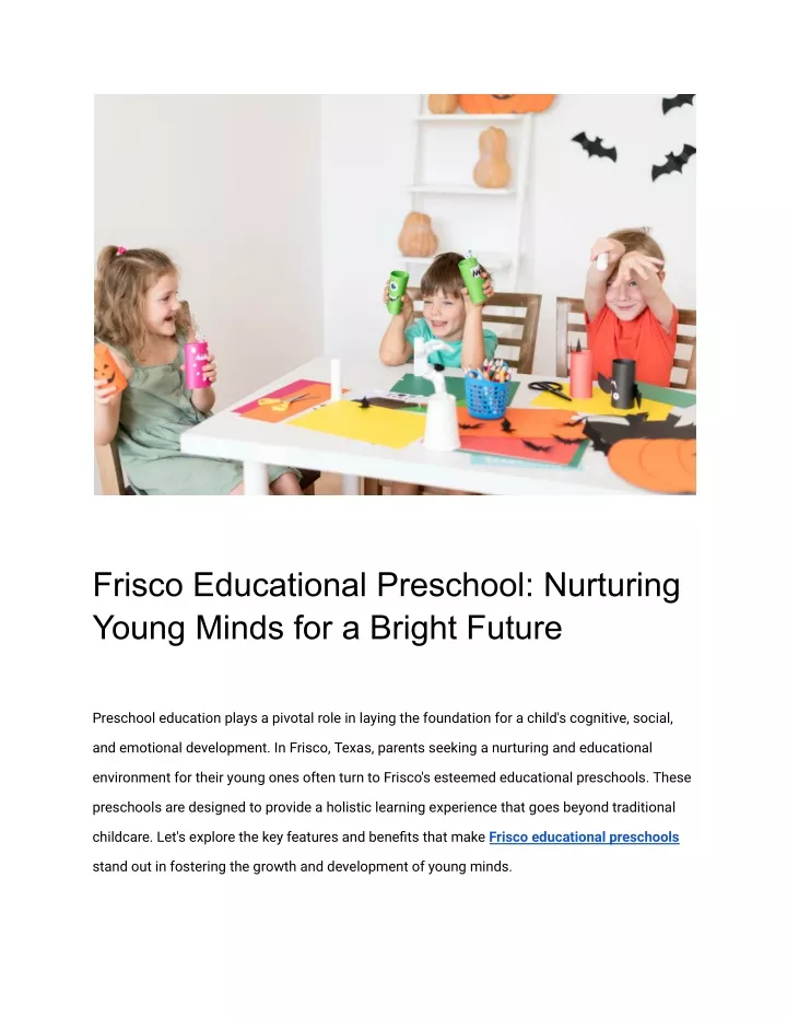 frisco educational preschool nurturing young