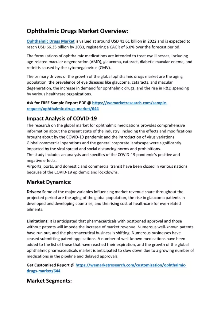 ophthalmic drugs market overview