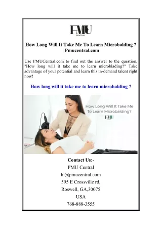 How Long Will It Take Me To Learn Microbalding  Pmucentral.com
