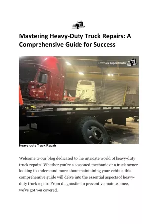 Mastering Heavy Duty Truck repairs