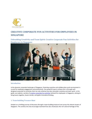 CREATIVE CORPORATE FUN ACTIVITIES FOR EMPLOYEES IN SINGAPORE