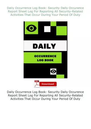 Daily-Occurrence-Log-Book-Security-Daily-Occurence-Report-Sheet-Log-For-Reporting-All-SecurityRelated-Activities-That-Oc