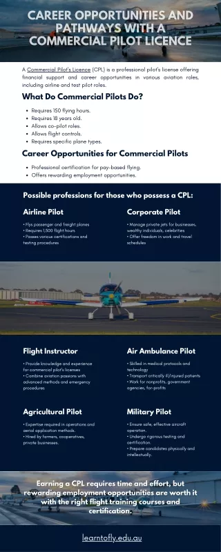 Career Opportunities and Pathways with a Commercial Pilot Licence