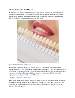 Selecting the Shade for Dental Veneers