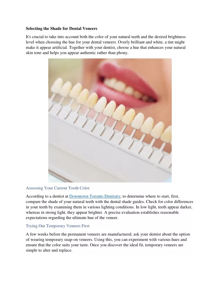 selecting the shade for dental veneers