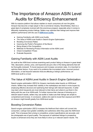 the importance of amazon asin level audits