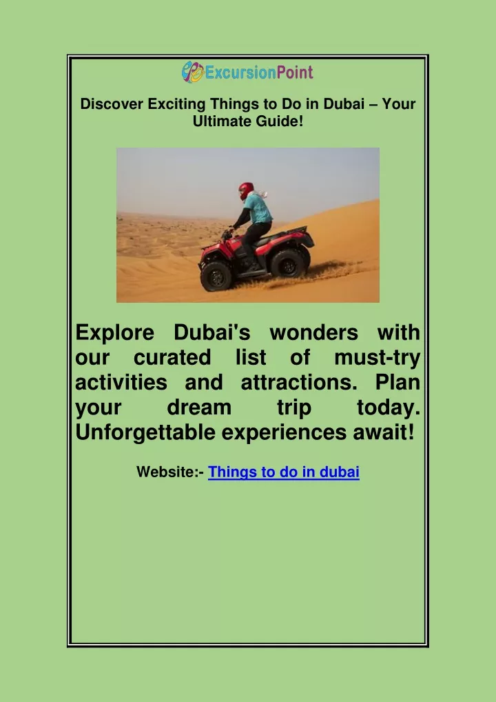 discover exciting things to do in dubai your