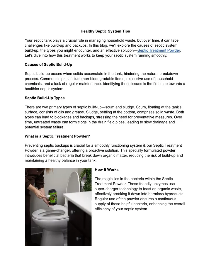 healthy septic system tips
