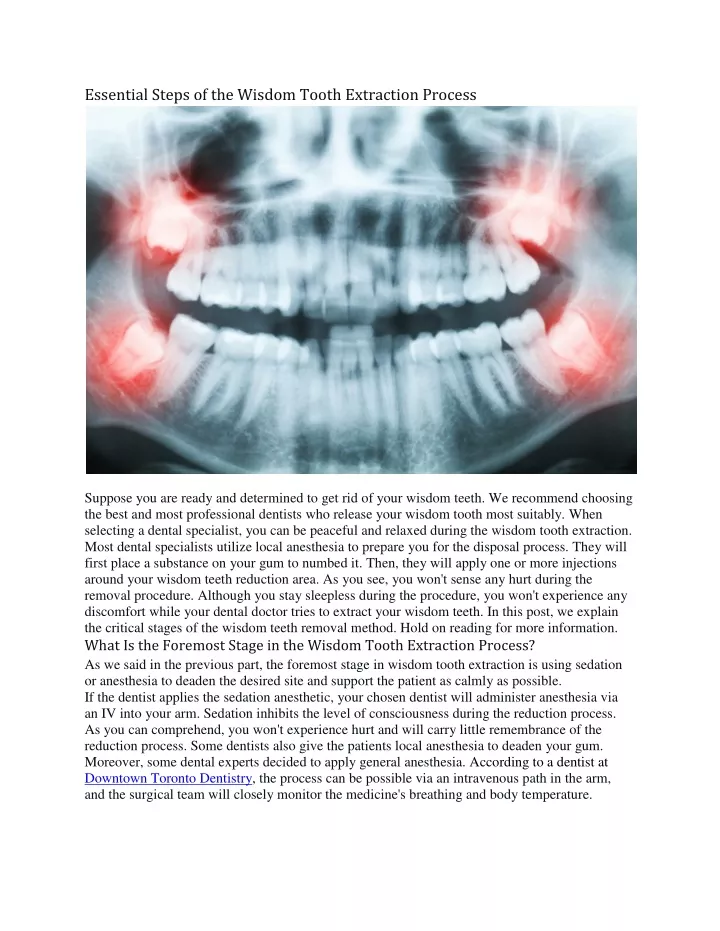 essential steps of the wisdom tooth extraction