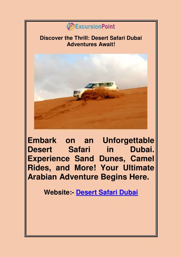 discover the thrill desert safari dubai