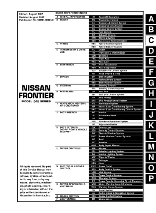 2008 Nissan Frontier Service Repair Manual