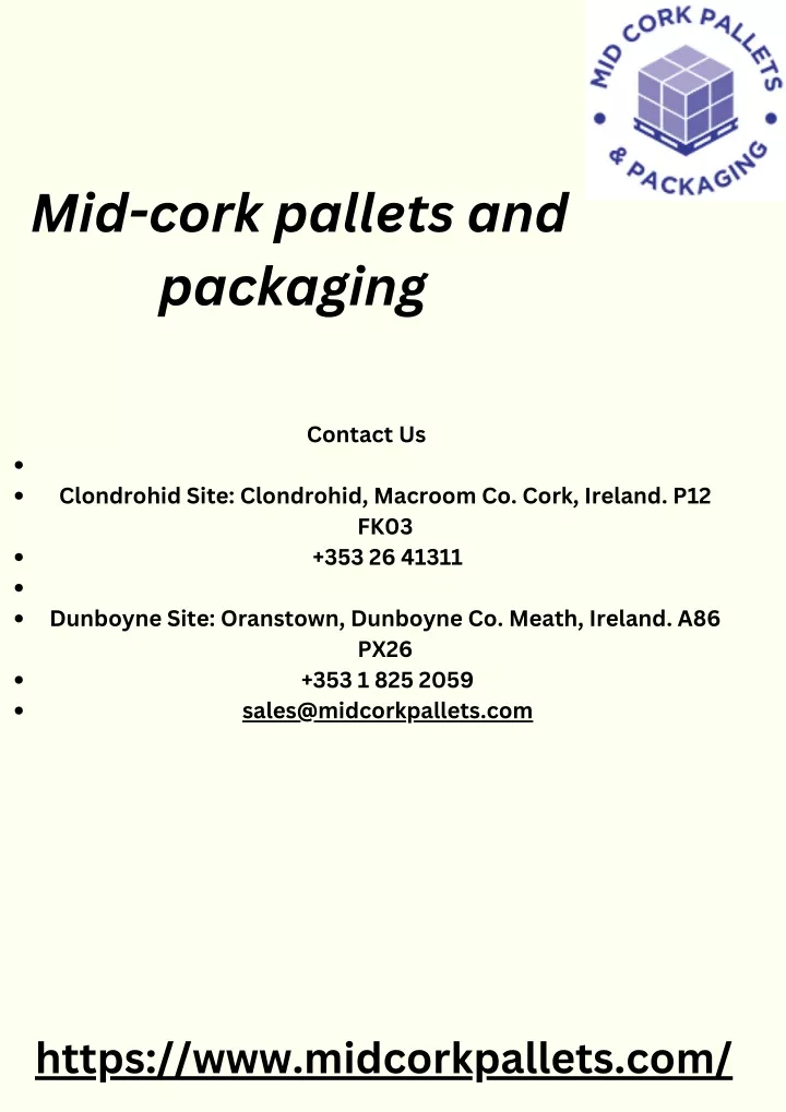 mid cork pallets and packaging