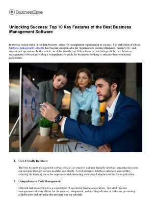 Innovation Unleashed: Exploring the Top 10 Features that Define the Best Business Management Software