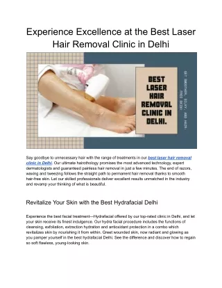 Experience Excellence at the Best Laser Hair Removal Clinic in Delhi