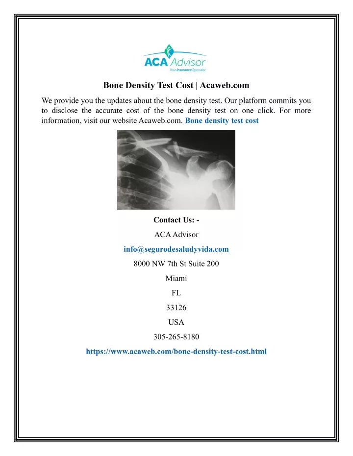 bone density test cost acaweb com