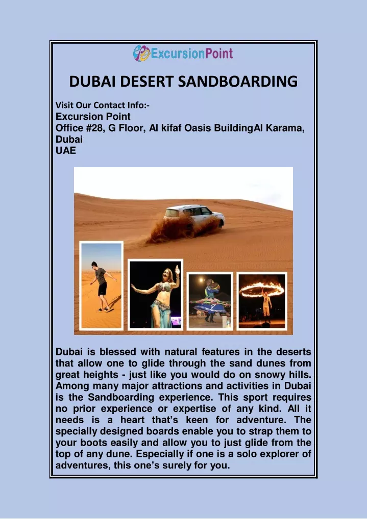 dubai desert sandboarding visit our contact info