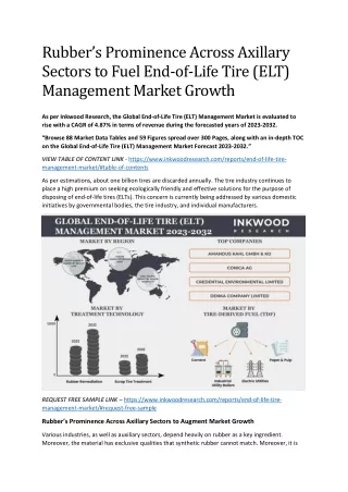 Global End-of-life Tire (ELT) Management Market Analysis