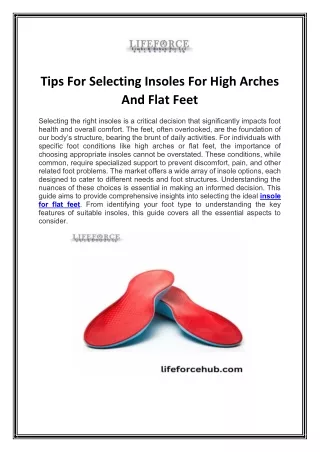 Tips For Selecting Insoles For High Arches And Flat Feet