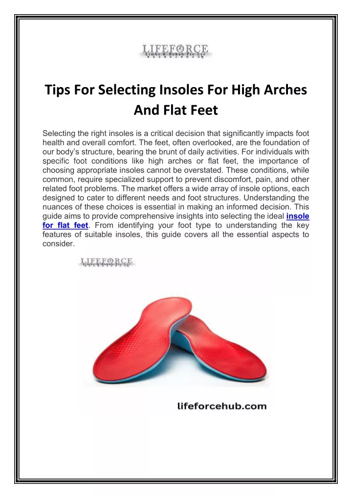 tips for selecting insoles for high arches