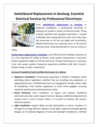 Switchboard Replacement in Geelong Essential Electrical Services by Professional Electricians