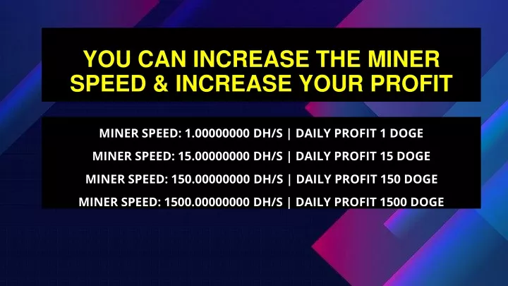 you can increase the miner speed increase your profit