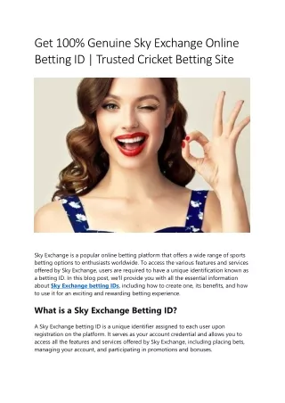 Get 100% Genuine Sky Exchange Online Betting ID | Trusted Cricket Betting Site