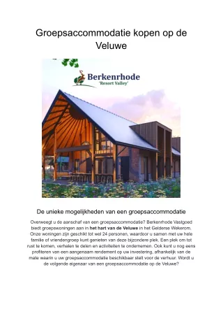 groepsaccommodatie kopen op de veluwe