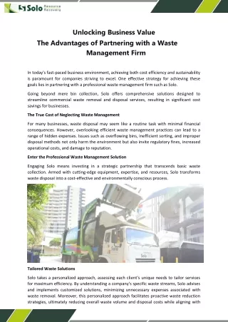 The Advantages of Partnering with a Waste Management Firm
