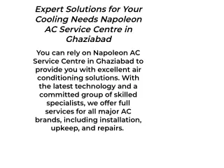Keeping Cooling Offers Expert Solutions Napoleon AC Service Centre in Ghaziabad