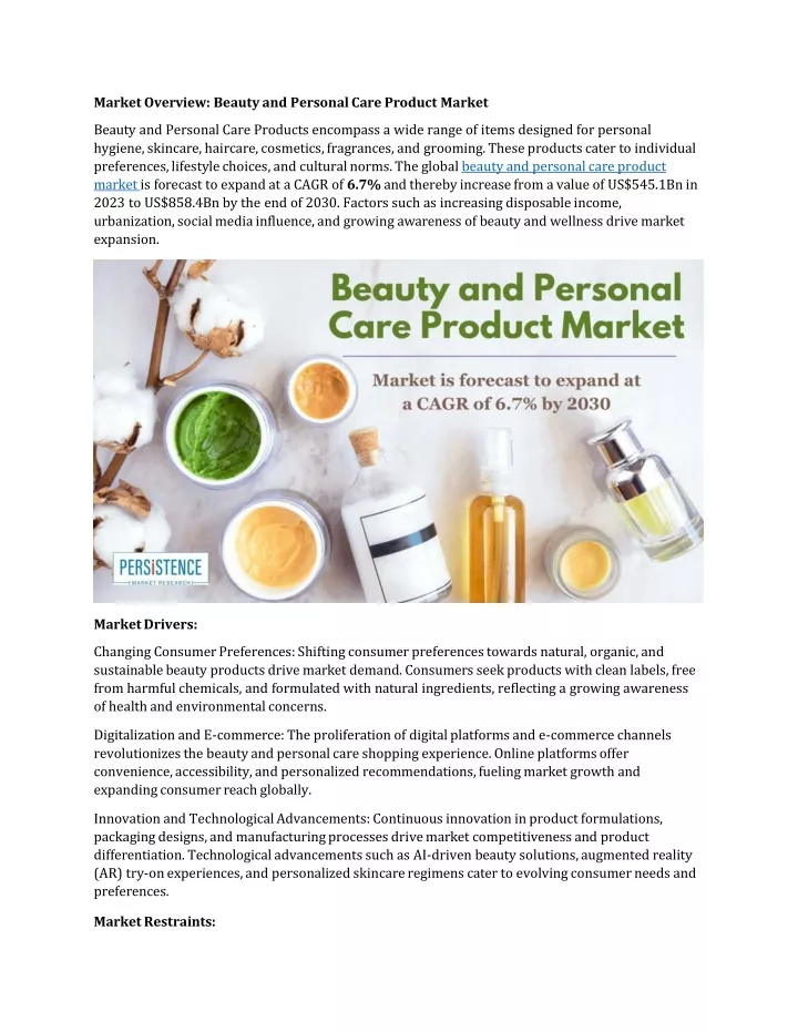 market overview beauty and personal care product