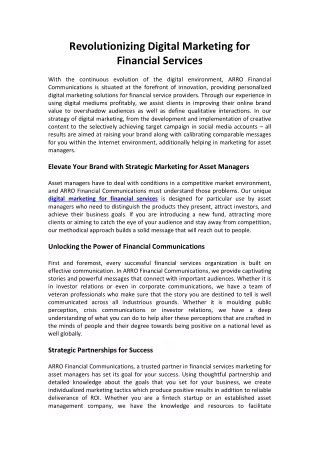 revolutionizing digital marketing for financial