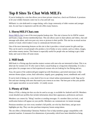 top 8 sites to chat with milfs