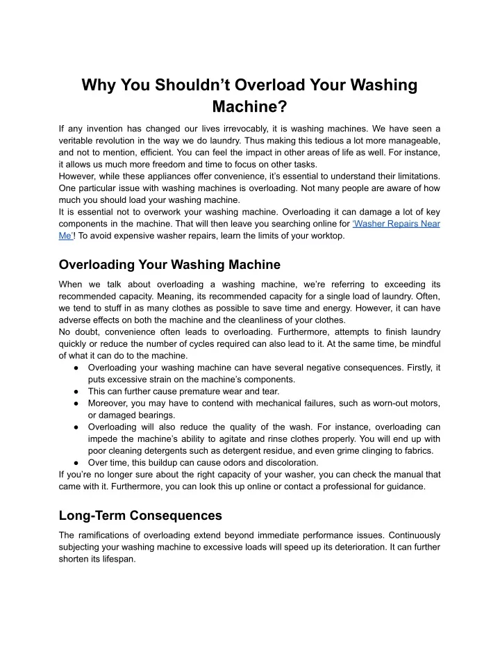 why you shouldn t overload your washing machine