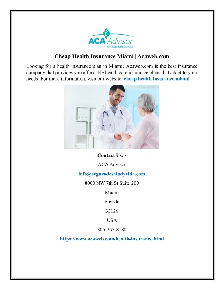 cheap health insurance miami acaweb com