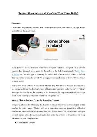Trainer Shoes in Ireland: Can You Wear Them Daily?