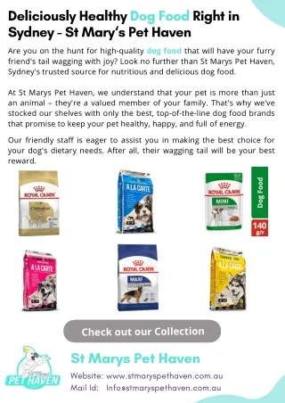 Deliciously Healthy Dog Food Right in Sydney - St Mary‘s Pet Haven