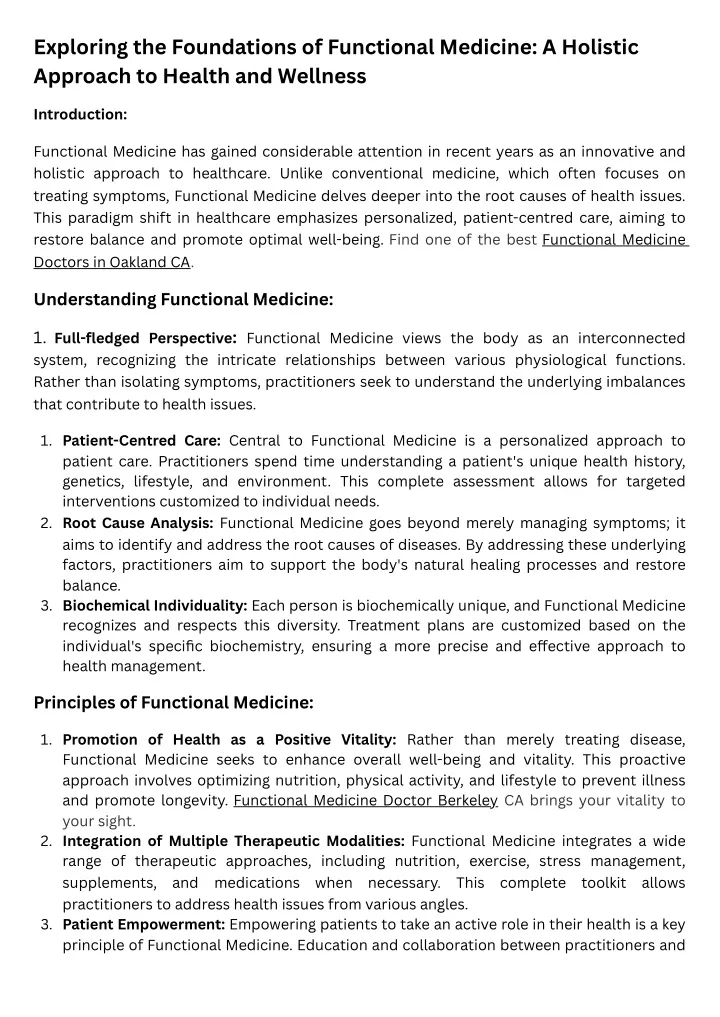 exploring the foundations of functional medicine